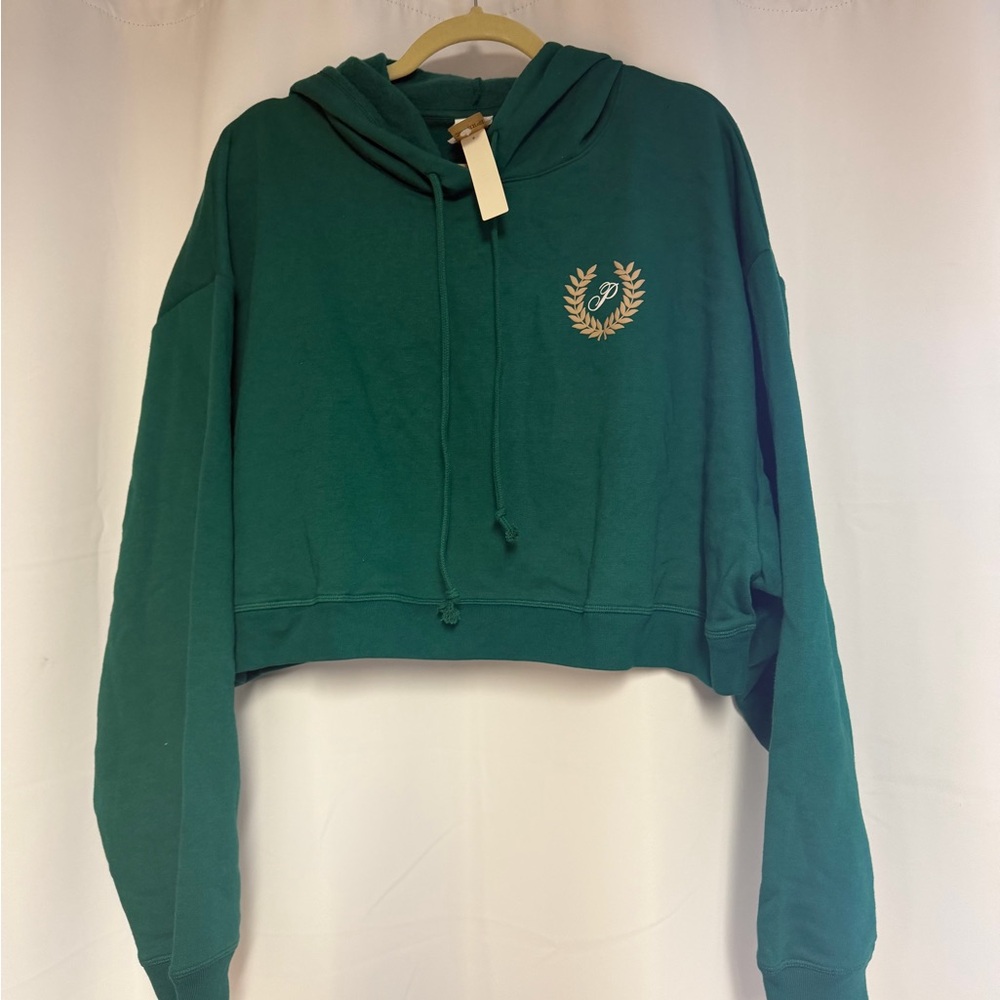NWT Victoria’s Secret PINK Script Logo Cropped Hoodie Sweatshirt-Green-Size XXL - Picture 1 of 5